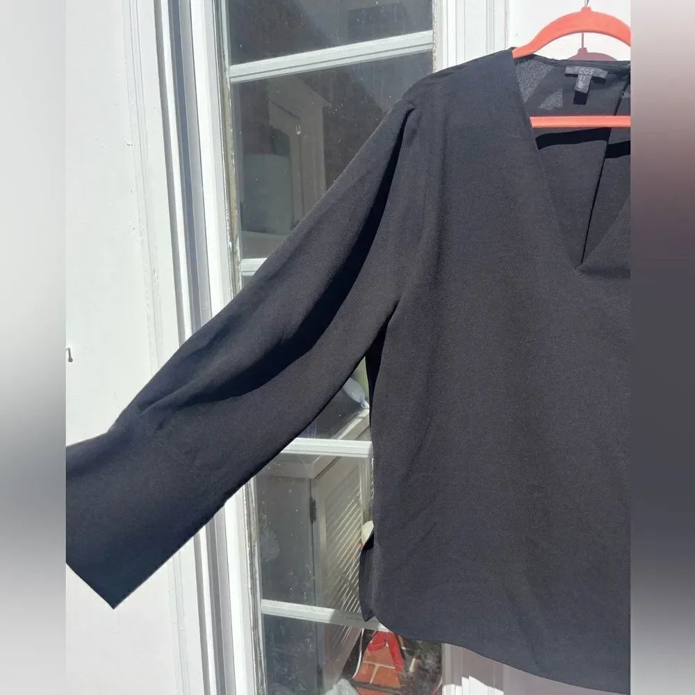 COS V-Neck Button Back Draped Blouse - Picture 4 of 7